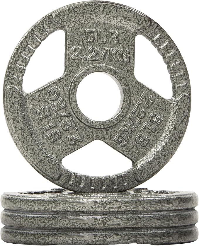 Fitvids 2 Inch Olympic Barbell Weight Plates, 2.5 LB to 45 LB Plates for Home Gym Strength Training, Triple-handle Design