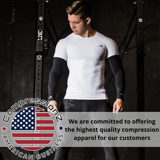 CompressionZ Compression Arm Sleeves for Men & Women| Cooling UV Sun Protection Elbow Pain Relief for All Sports and Recovery