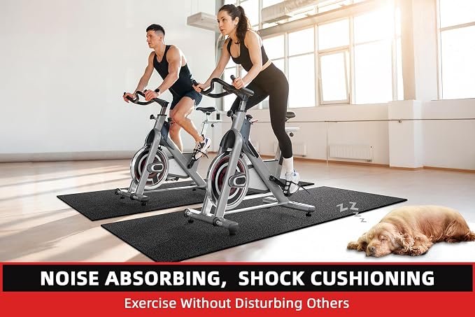 GymCope Treadmill Mat for Hardwood Floor Carpet 7'x3'/6'x3'/6'x2.5'/4'x2' | 6mm Thick Exercise Equipment Gym Mat, Compatible with Peloton Bike, Indoor Spin Bike, Elliptical