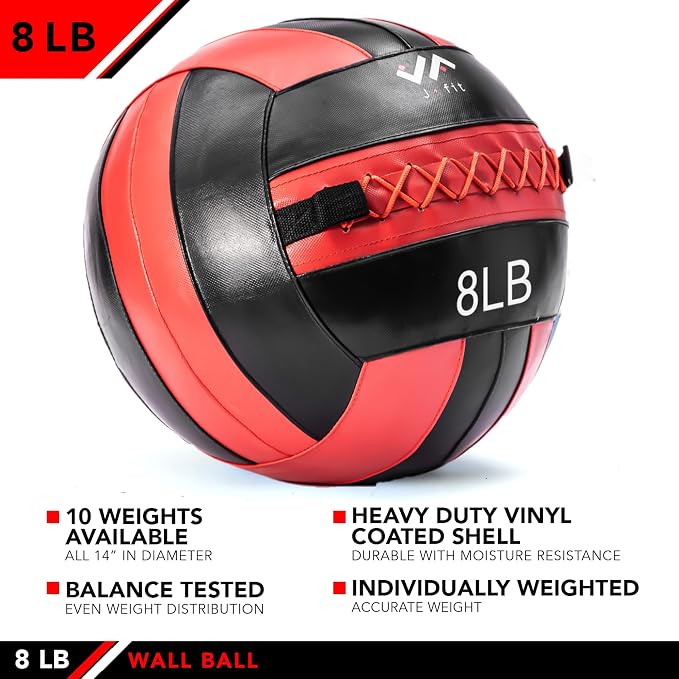 JFit Wall Ball – Premium Soft Weighted Exercise Ball for Strength, Conditioning, Gym & Home Workouts, 4-30 LB