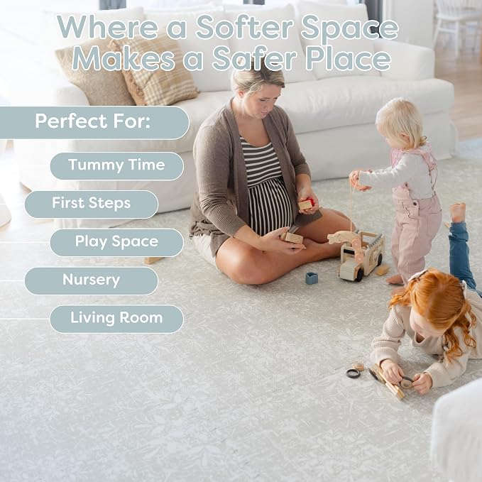 Little Landings Baby Play Mat for Floor - Eden (6x8ft) - Premium EVA Foam Play Mat for Babies & Toddlers (Ages 0-5+) - Non-Toxic Playmat for Tummy Time, Crawling & Playroom - Stylish & Comfortable
