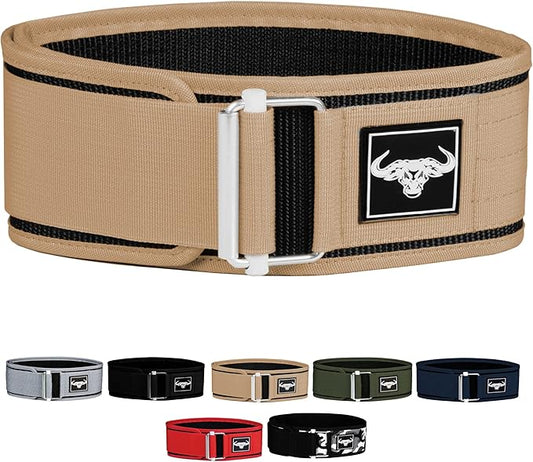 IBRO Quick Locking Premium Weight Lifting Belt - Back Support for Powerlifting, Cross Training & Gym Bodybuilding - 4 Inch Nylon Men and Women with Metal Buckle for Core Stability