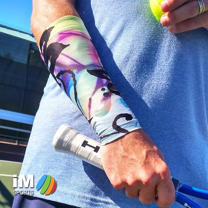 DROP SHOT Tennis Forearm Compression Sleeves + No Logos + U.S. Made - (single tennis forearm sleeve)