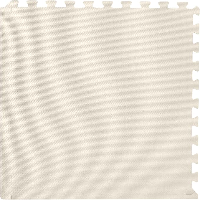 We Sell Mats 1/2" Thick Multipurpose EVA Foam Exercise Floor Mat, Interlocking Tiles, Anti-Fatigue for Home or Gym, 24 in x 24 in, 25 Tiles, Cream