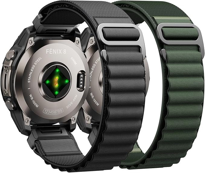 Alpine Loop Nylon Watch Band Compatible with Garmin Fenix 5X / 6X / 7X / 8 51mm, Quickfit 26mm Rugged Watch Bands for Garmin Fenix 8 Pro 51mm / 7X Pro / 6X Pro / 5X Plus, for Fenix 3, Tactix Delta