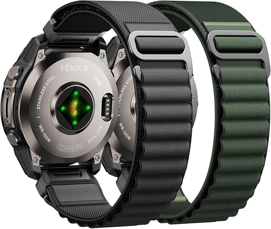 Alpine Loop Nylon Watch Band Compatible with Garmin Fenix 5X / 6X / 7X / 8 51mm, Quickfit 26mm Rugged Watch Bands for Garmin Fenix 8 Pro 51mm / 7X Pro / 6X Pro / 5X Plus, for Fenix 3, Tactix Delta