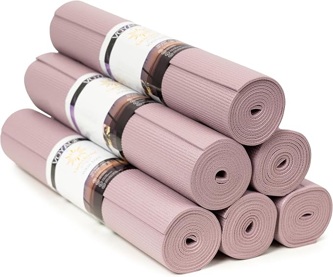 Voyage 5mm Studio Yoga Mats, 6 Pack, 72x24in | Extra Long, Anti-Tear Exercise Mats for Workout, Stretching, Fitness - Non Slip Gym Mats for Home, Schools and Studios