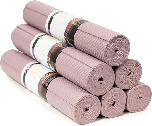 Voyage 5mm Studio Yoga Mats, 6 Pack, 72x24in | Extra Long, Anti-Tear Exercise Mats for Workout, Stretching, Fitness - Non Slip Gym Mats for Home, Schools and Studios