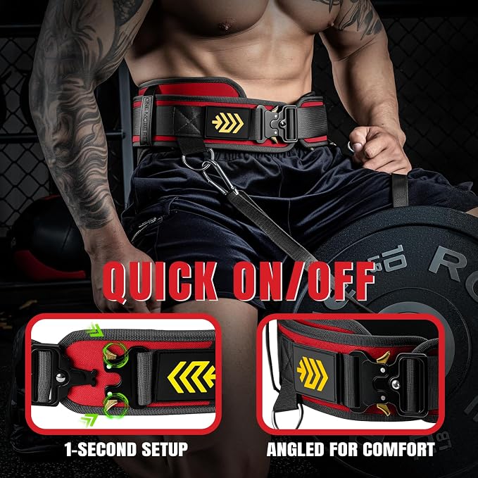 MANUEKLEAR 2-in-1 Weightlifting Belt & Dip Belt with 36.7 IN Rope, Double-Layer Weight Lifting Belts, Powerlifting Gym Weighted Belt for Pull Up Squat