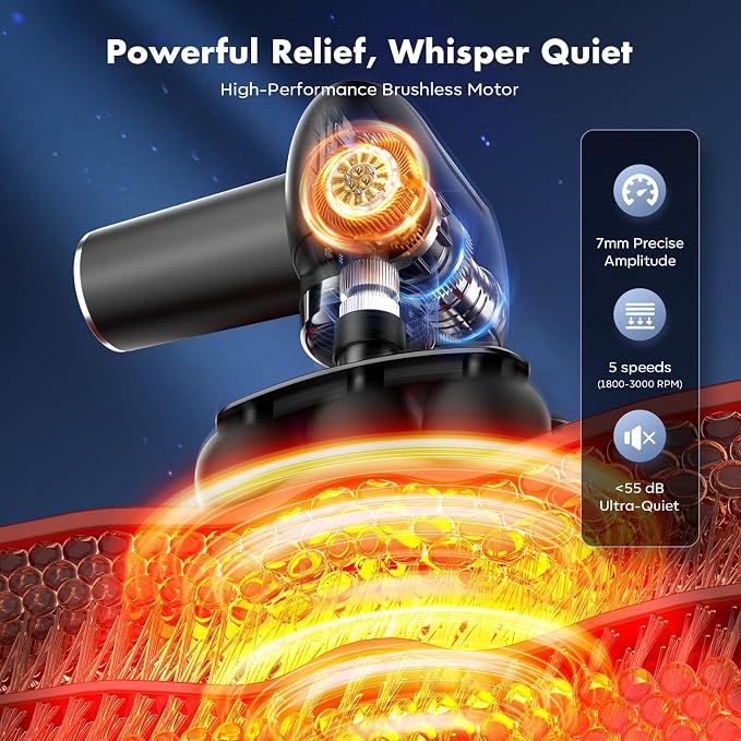 6-Head Massage Gun with Upgraded Detachable Extension Handle – Deep Tissue Percussion Massager for Neck, Shoulder, Back, Leg & Full Body Muscle Relaxation, Portable Handheld Massager