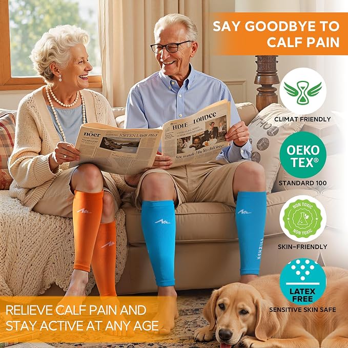 NEWZILL Compression Calf Sleeves (20-30mmHg) for Men & Women Perfect Option to Compression Socks for Running Travel Nursing