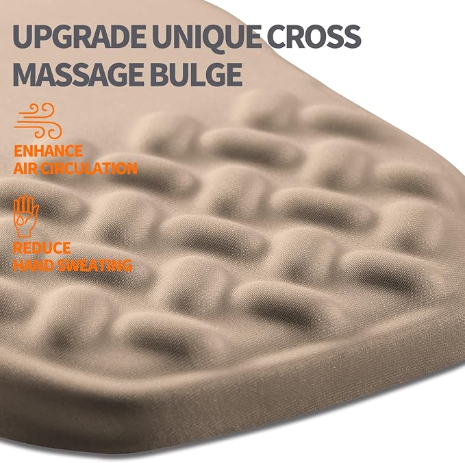 Ergonomic Slope Mouse Pad Wrist Support, Wrist Rest Mousepad for Carpal Tunnel Pain Relief with Massage Bulge and Slow Rebound Memory Foam (12x8 inch, Sand Color)