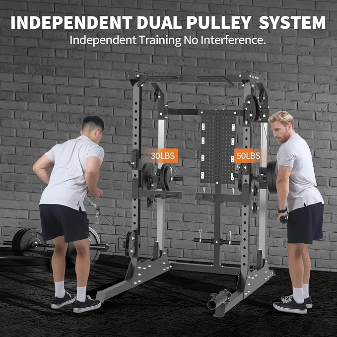 Garvee Power Cage 2000LB Power Rack with Independent Dual Pulley System