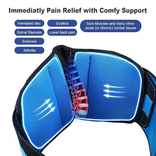 TIMTAKBO Lower Back Brace with Dual-Pulley System Black L/XL | Adjustable Lumbar Decompression Belt for Herniated Disc, Sciatica & Scoliosis – High-Support Back Brace for Men & Women