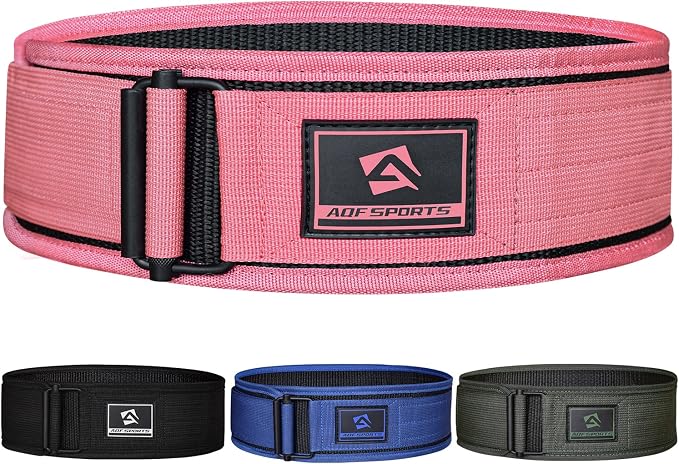 AQF Self-Locking Weight Lifting Belt, 4" Nylon Gym Support Belt