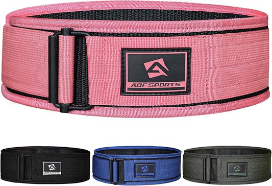 AQF Self-Locking Weight Lifting Belt, 4" Nylon Gym Support Belt