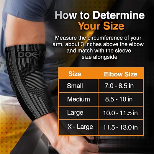 Doc Miller Elbow Compression Sleeves for Tendonitis, Women & Men, 1 Pair | Compression support, Arm Brace, Tennis Injuries, Bursitis Relief, Tendon Care, Active Use, Sports & Recovery