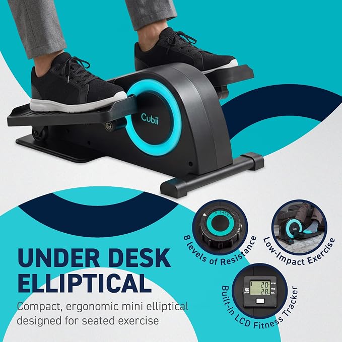 Cubii JR1, Under Desk Elliptical, Under Desk Bike Pedal Exerciser, Seated Elliptical, Work from Home Fitness, Mini Elliptical Machines for Home Use, Cubii Exerciser for Seniors, Desk Exercise