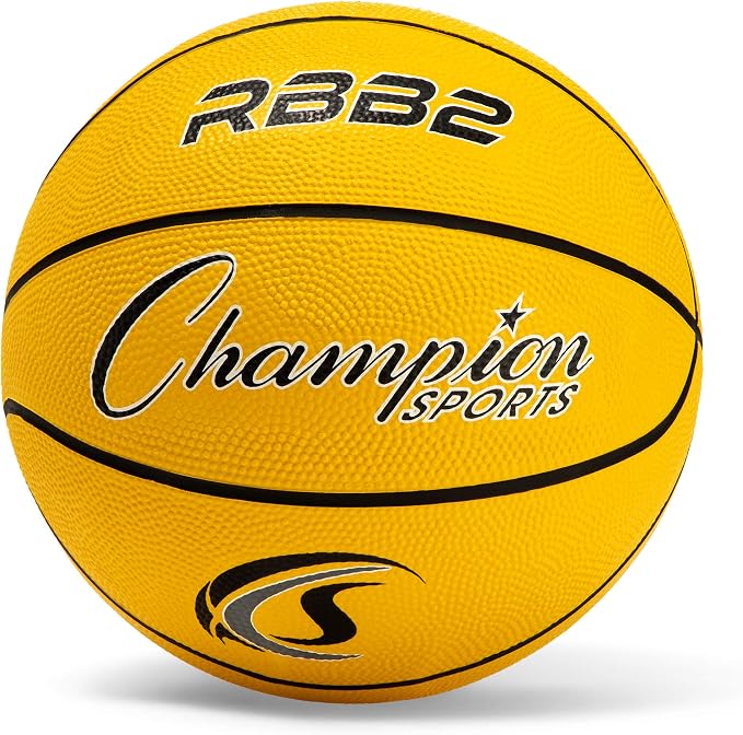 Champion Sports Rubber Basketballs – Durable Indoor & Outdoor Training & Recreational Game Balls, Multiple Sizes & Colors