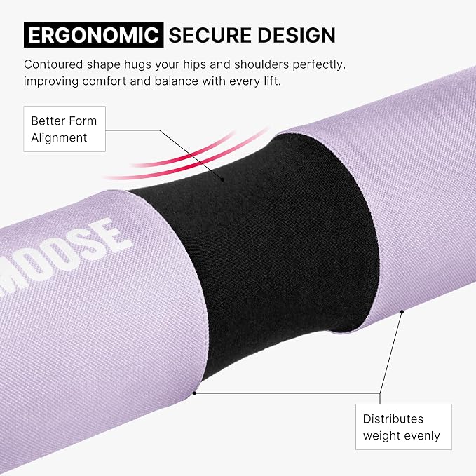 DMoose Fitness Barbell Pad for Hip Thrust, Squat & Lunges - Non-Slip Thick Foam Cushion for Neck and Back Support with Two Straps - Hip Thrust Pad for Leg Day - Fits All Olympic Bars and Smith Machine