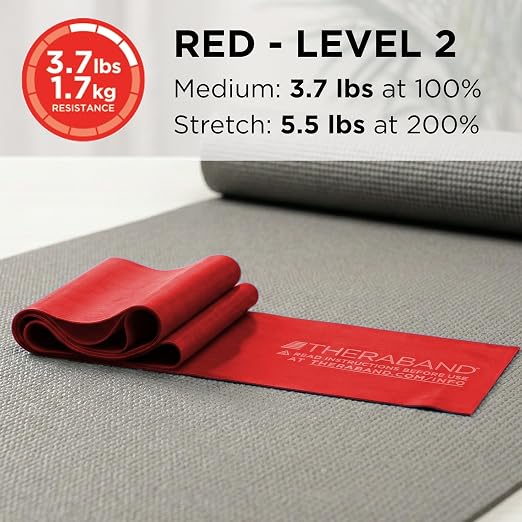 THERABAND Resistance Band, Exercise Workout, Physical Therapy, Red, 6 Ft | THERABAND elastic resistance band for exercise, strength training, physical therapy and at-home workouts