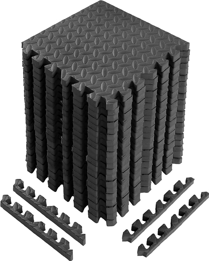 Arrowbash 12x12x1 Inch EVA Thick Interlocking Foam Floor Tiles Puzzle Exercise Mat Foam Mats for Home Gym Pets(Black,20)