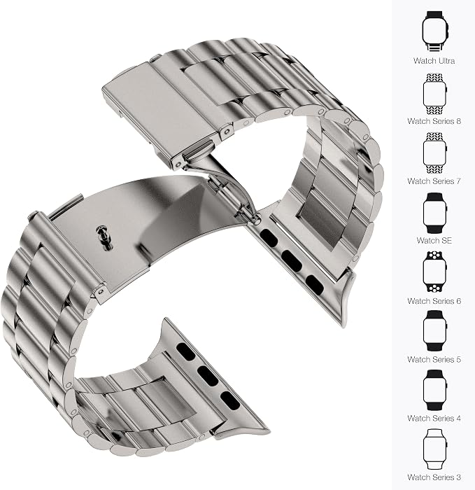 EPULY Compatible with Apple Watch Band 49mm 45mm 44mm 42mm 41mm 40mm 38mm, Business Stainless Steel Metal Watchband for iWatch Band Series 9, Ultra 2, SE, Ultra Series 8 7 6 5 4 3 2 1 Men & Women | Stainless Steel Strap Suitable for Business Setting & ...