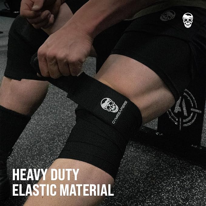 Gymreapers Knee Wraps for Squats and Powerlifting 72 Inch Compression Wraps with Strap for Men & Women Weightlifting Support
