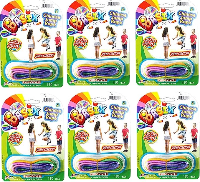 Chinese Jump Rope Elastic Jumping Rope Game for Kids & Adults I by JA-RU | Colorful Stretch Skip Rope for Girls and Boys. Party Favor Stocking Stuffer. Plus 1 Sticker | Item #733-s