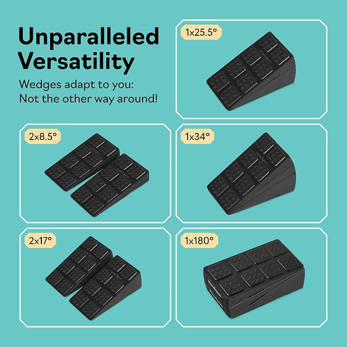 Squat Wedge Block Set of 3/5 - 960 LBS Capacity - Slant Board for Calf Stretching with 5 Stackable Angles - Calf Stretcher Slant Board - Workout Equipment - EPP Material for Exercise Equipment & Physical Therapy