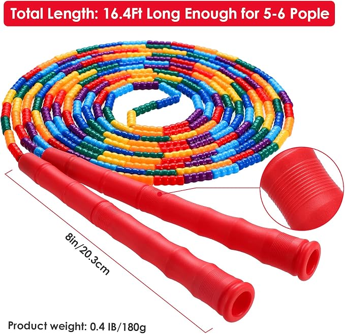 Double Dutch Jump Rope Long Jump Rope 16 FT 1 Pack/2 Pack, Adjustable Soft Beaded Diy Jump Rope for Kids Adult Long Enough for 5-6 Jumpers