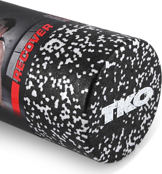 TKO 24 Inch High-Density Foam Roller | Deep Tissue Muscle Recovery & Exercise Tool | Durable Black Roller for Yoga, Pilates, Physical Therapy, and Relieving Muscle Soreness - White/Black | Recovery & Exercise Tool | Durable Black Roller for Yoga Pilate...