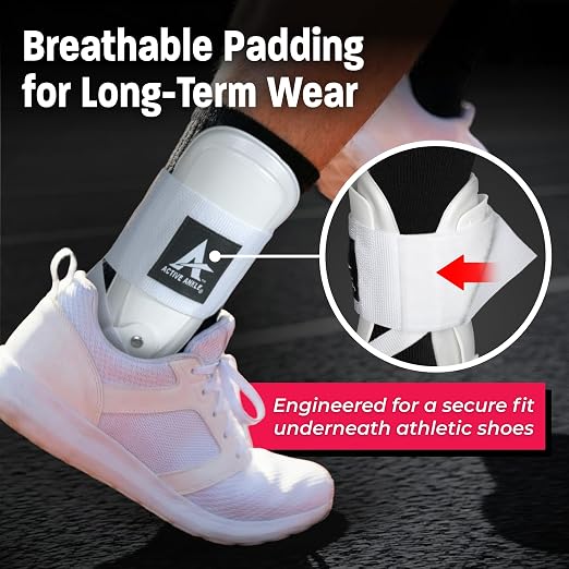 Active Ankle T2 Ankle Brace, Rigid Ankle Stabilizer for Protection & Sprain Support for Volleyball, Cheerleading, Ankle Compression Braces for Men & Women, White, Small
