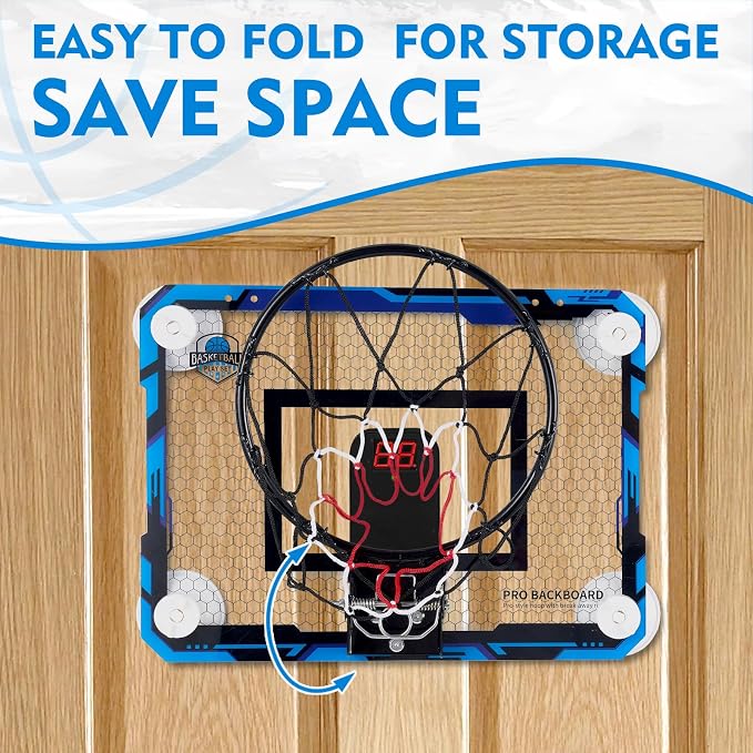 Indoor Mini Basketball Hoops with Powerful Suction Cups for Window and Wall | Wall Mounted Basketball Hoops, Basketball Backboard for Bedroom Office Dorm Room, Outdoor Toy Gifts for Kids and Adults