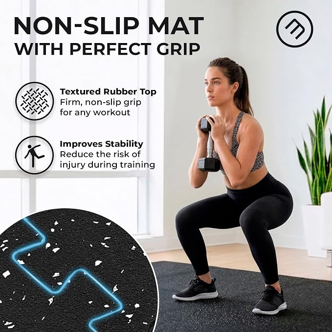 bemaxx Gym Mats Set - 48 pcs EVA Interlocking Foam Floor Tiles (24.4"x24.4"x0.4") 192 sqft Protective Gym Flooring Sports Home Workout Exercise Mats Puzzle Garage Fitness Play-Room Pool Treadmill Bike
