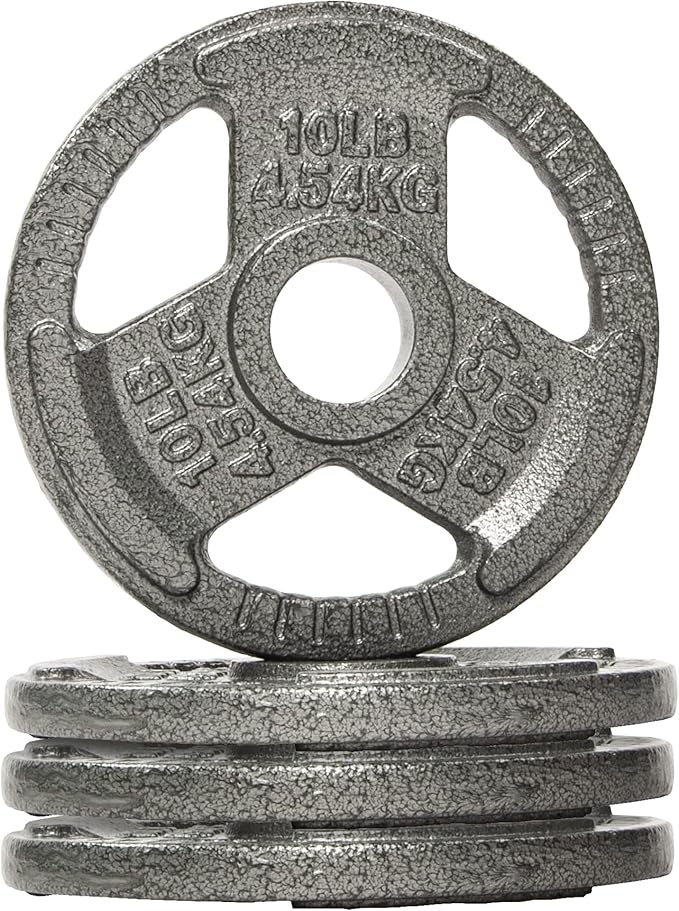 Fitvids 2 Inch Olympic Barbell Weight Plates, 2.5 LB to 45 LB Plates for Home Gym Strength Training, Triple-handle Design