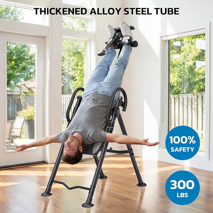 YOLEO Gravity Inversion Table for Back Pain Relief 2026 New Inversion Table w/Lumbar Support Easy to Assemble Back Stretcher Machine 300 lbs