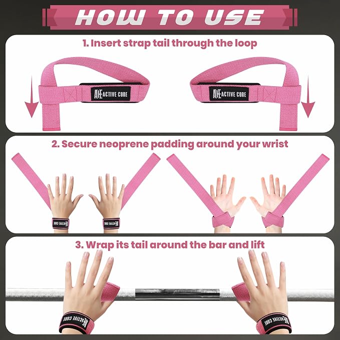 Lifting Wrist Straps for Weightlifting, Weight Lifting Straps Gym Strength Training, Neoprene Padded Wrist Support, Deadlift Straps for Men & Women, 22.5 Inch Cotton