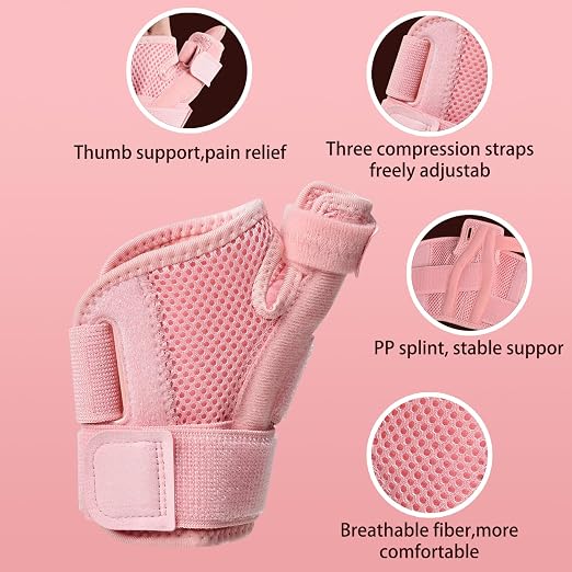 Comfortable Breathable Thumb Brace for Women Typing, Adjustable Thumb Spica Splint Wrist Support for All-Day Daytime Work and Office Use, Lightweight Fit for Left or Right Hand