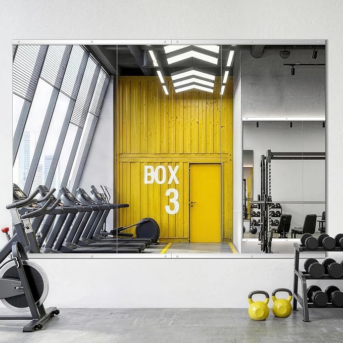 Home Gym Mirrors for Wall, 50”x25”x3 PCS Large Workout Mirrors for Home Gym | Tempered Glass, HD Reflection, Full Length Frameless body mirror for Home Gym, Garage, Yoga, Dance, Bedroom(Silver)