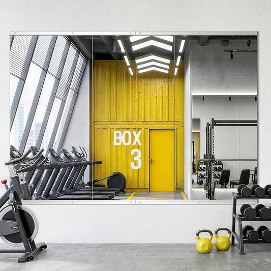 Home Gym Mirrors for Wall, 50”x25”x3 PCS Large Workout Mirrors for Home Gym | Tempered Glass, HD Reflection, Full Length Frameless body mirror for Home Gym, Garage, Yoga, Dance, Bedroom(Silver)