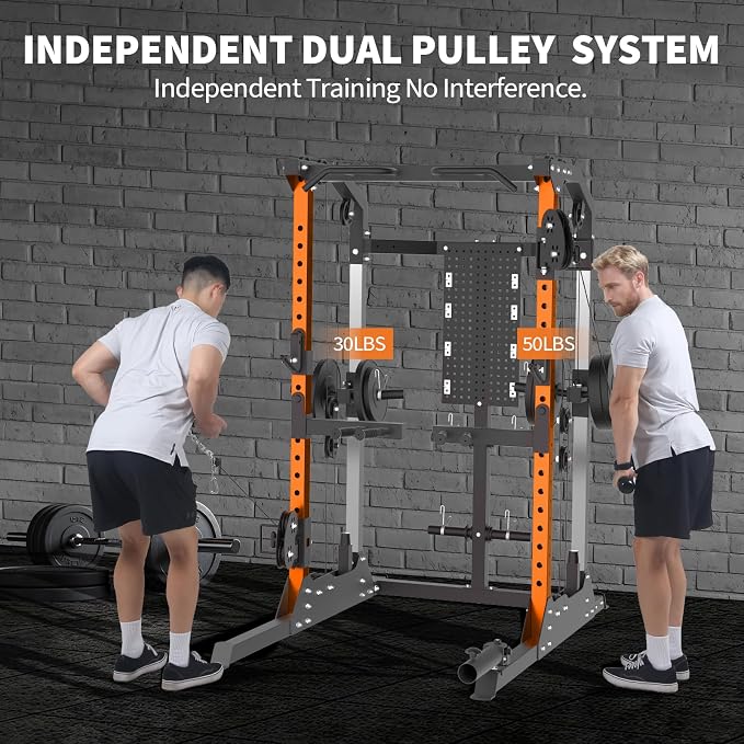 Garvee Power Cage 2000LB Power Rack with Independent Dual Pulley System