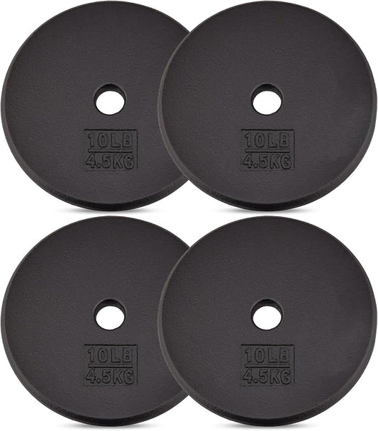 Yes4All Standard Weight Plates, 1-Inch Cast Iron Barbell Weights, Wide Range 5–50 LB, Ideal for Strength Training & Workout Routine, Available in Single, Pair & Set of 4