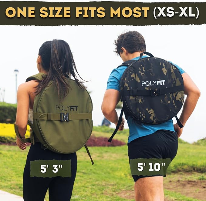 Polyfit PL8 Backpack for Olympic Weight Plates - Weighted Backpack | For rucking and strength training, fits Olympic plates up to 17.5 in, 45 lb max load, dual-lock system, plates not included