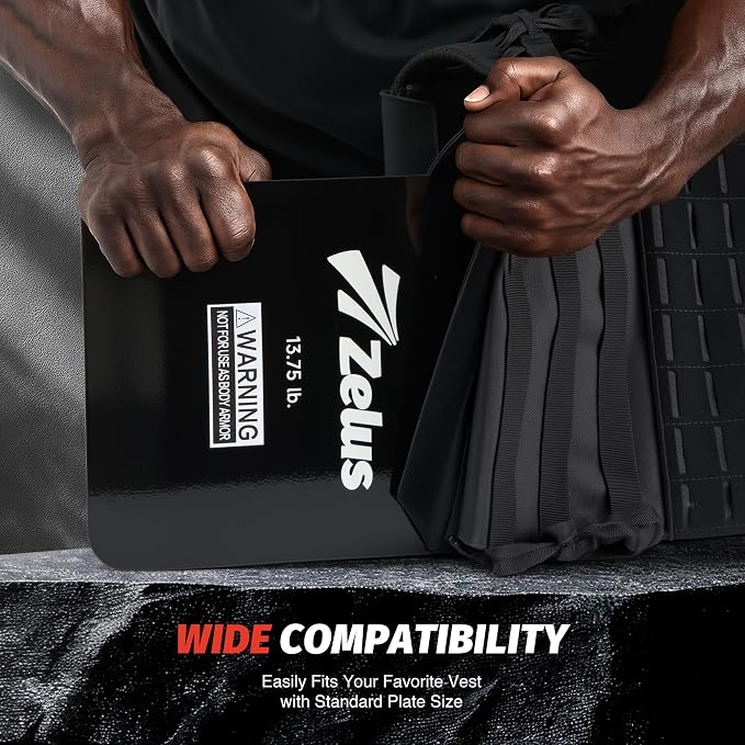 ZELUS Curved Weighted Vest Plates for Workout, 5.75/8.75/13.75LB Pairs Steel Weight Plates for Tactical Weight Vest, Ergonomic Training Plates for Running, CrossFit & Strength Training