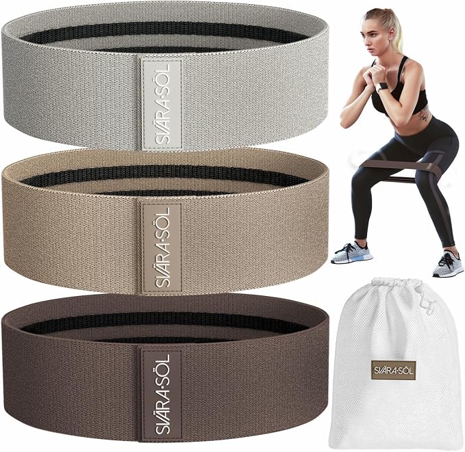 Fabric Resistance Bands Set of 3 for Legs, Glutes, Arms, Women Men Exercise | Heavy-Duty Fabric Bands for Squats, Hip Thrusts, Glute Bridges & Physical Therapy Fits Women and Men of All Fitness Levels
