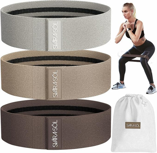 Fabric Resistance Bands Set of 3 for Legs, Glutes, Arms, Women Men Exercise | Heavy-Duty Fabric Bands for Squats, Hip Thrusts, Glute Bridges & Physical Therapy Fits Women and Men of All Fitness Levels