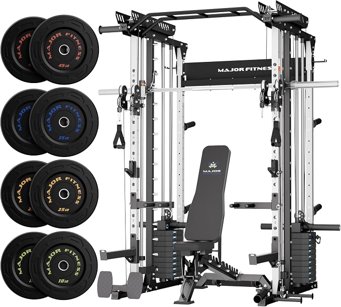 Major Fitness Drone MAX V Smith Machine with Weight Stacks, All-in-One Home Gym Squat Rack--2500LB Capacity, Dual LAT Pull-Down Systems & Cable Crossover Machine, Heavy-Duty Full-Body Workout Machine