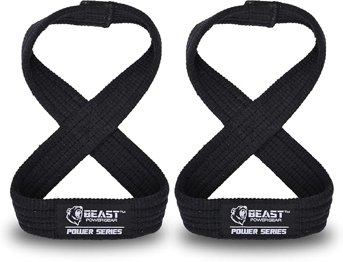 Figure 8 Lifting Strap- Strongman 10-14" Deadlift Straps- True Grip Support & Heavy Duty Wrist Straps for Weightlifting Women Men- Hand Straps for Weight Lifting Figure 8 Straps for Gym Workout