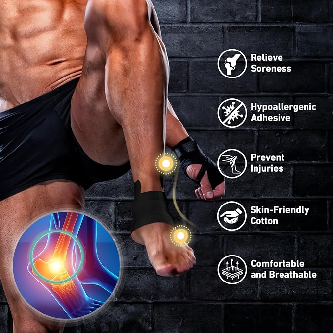 KTQUICK Precut Kinesiology Tape for Ankle,12PCS,20% Stronger Adhesive,Black | Ankle Support Tape with Premium Cotton, Breathable, Waterproof, Latex-Free Athletic Tape for Running, Training & Hiking